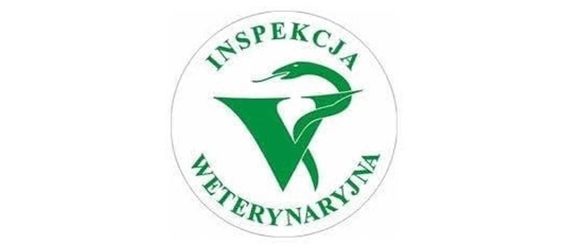Logo: zielony waż i zielony napis Inspekcja Weterynaryjna w owalu na białym tle