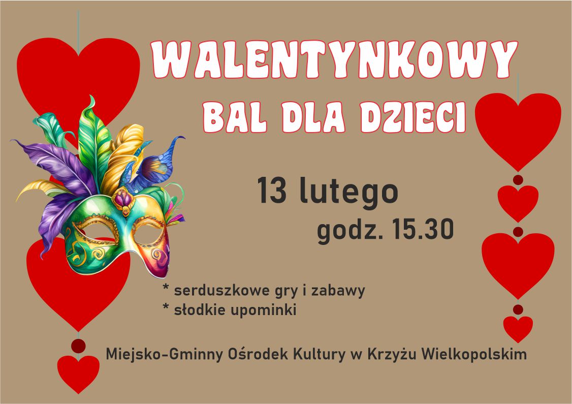 Walentynkowy bal dla dzieci - zaproszenie