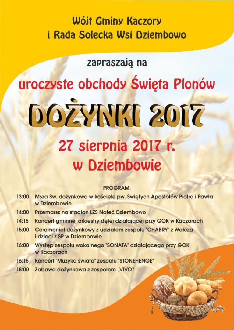 Plakat z programem dożynek 2017 w Dziembowie