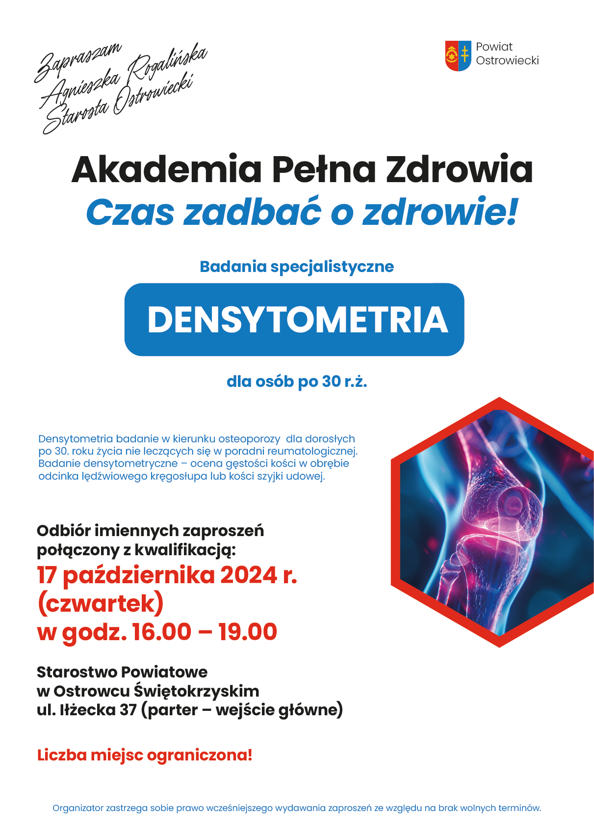 Zaproszenie na badania densytometryczne