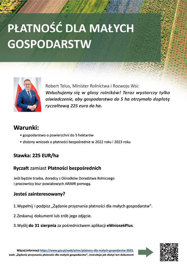 Płatność dla małych gospodarstw plakat