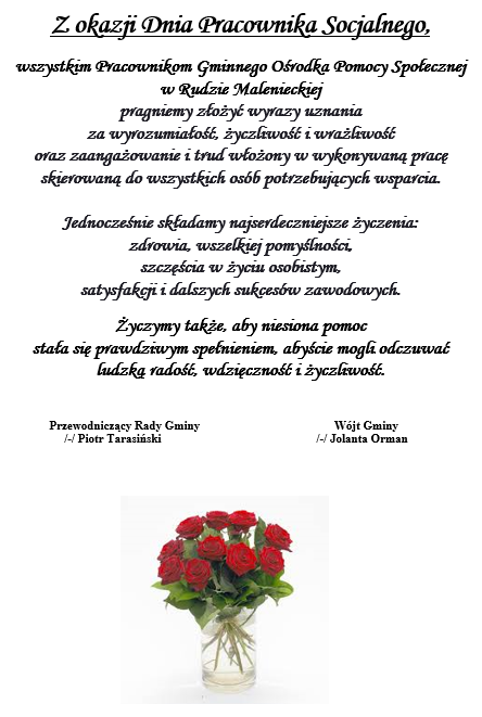 życzenia z okazji Dnia pracownika Socjalnego
