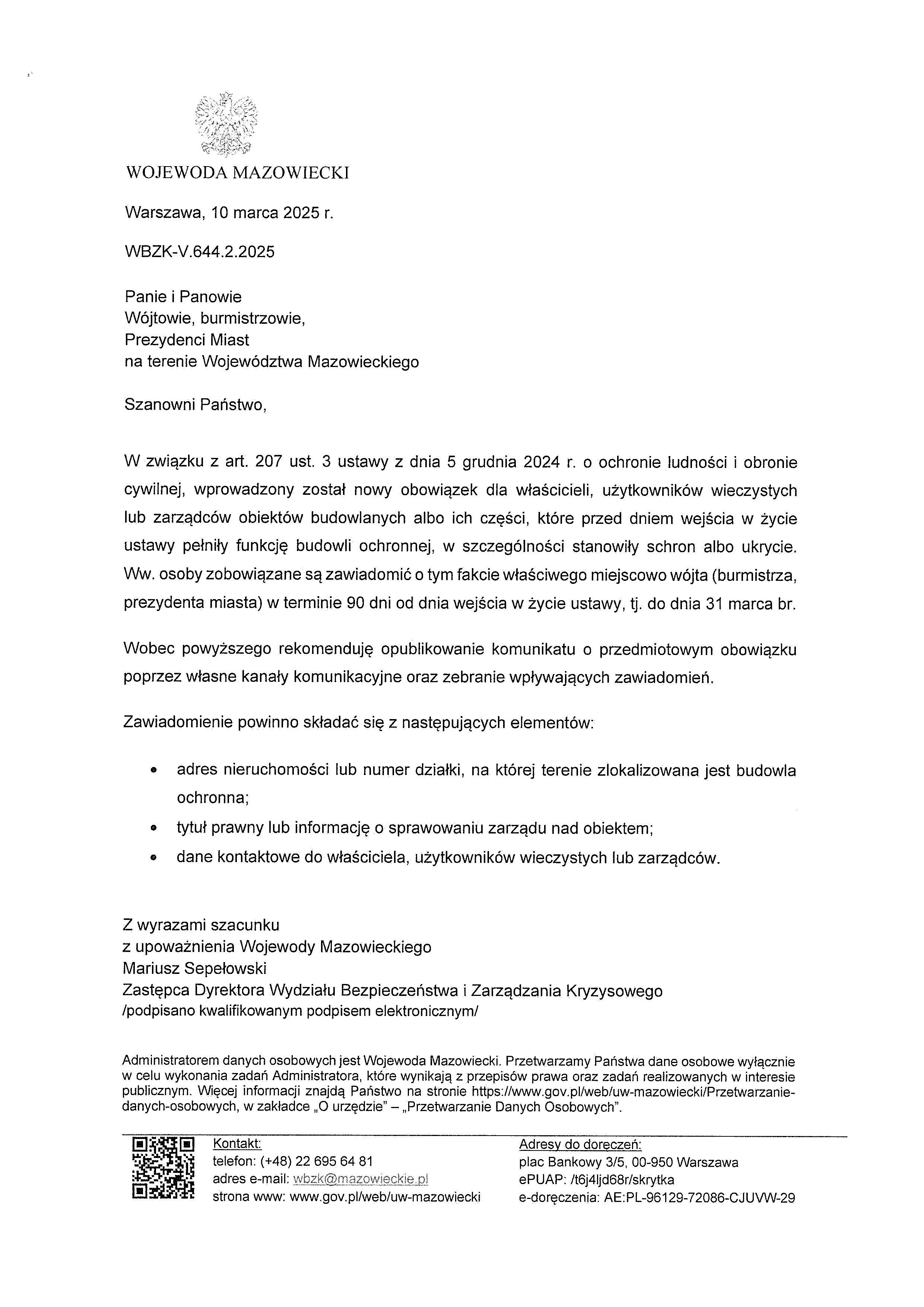 Informacja Wojewody z dnia 10 marca 2025 r.