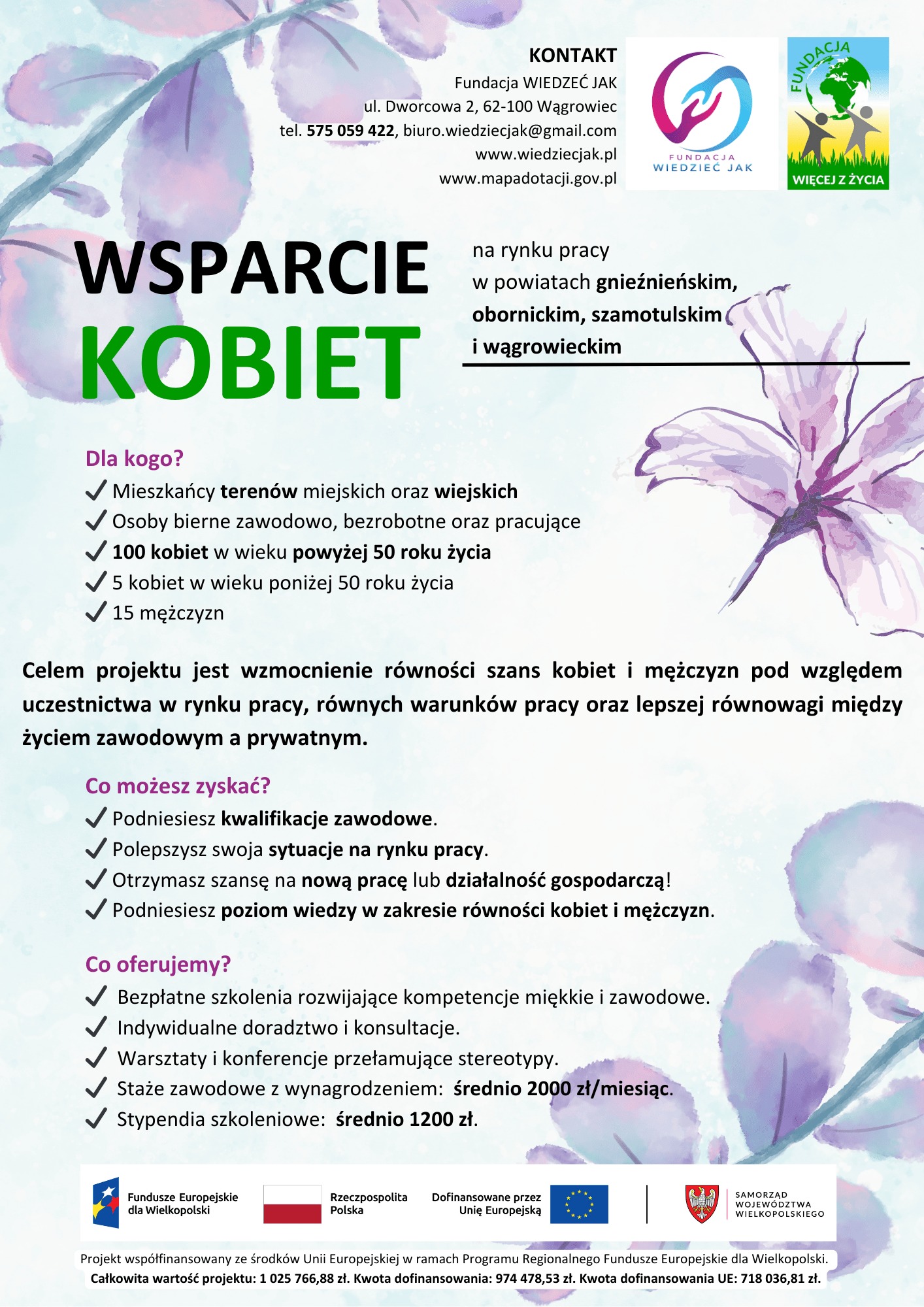 plakat projektu Wsparcie Kobiet