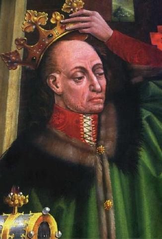 Portret Władysława Jagiełły, fragment gotyckiego ołtarza z katedry wawelskiej, ok. 1475–1480 r.