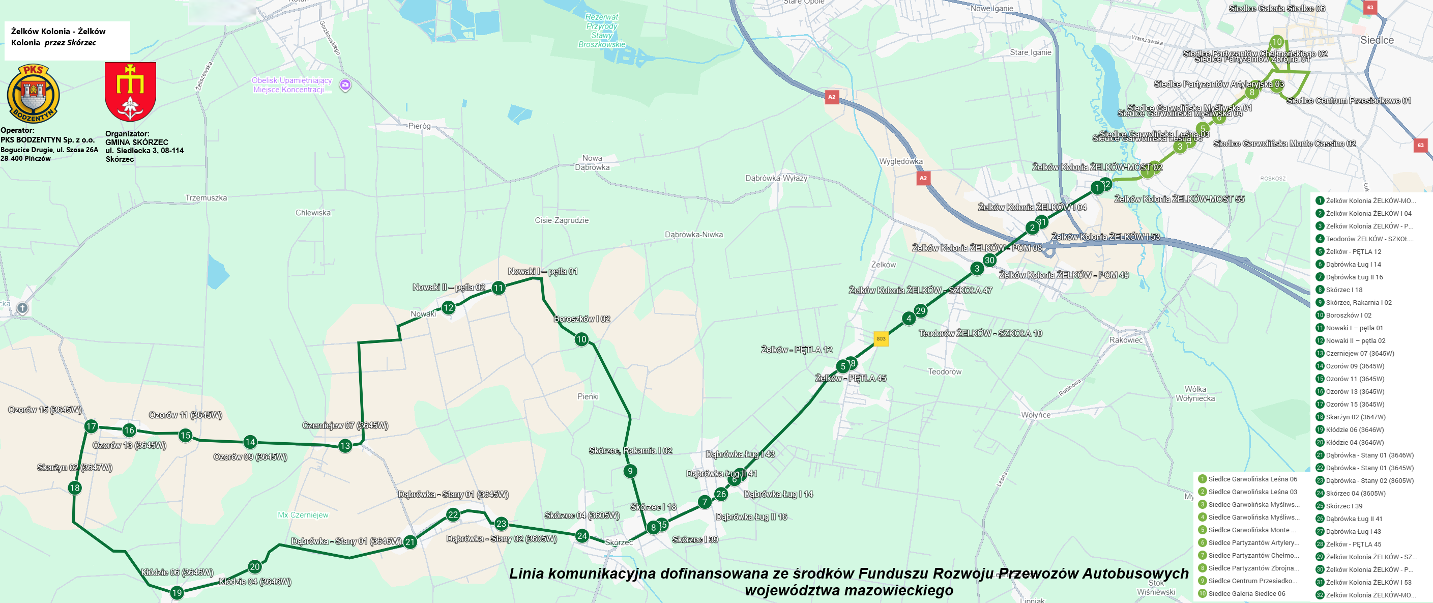 1.linia Żelków Kolonia - Żelków Kolonia przez Skórzec