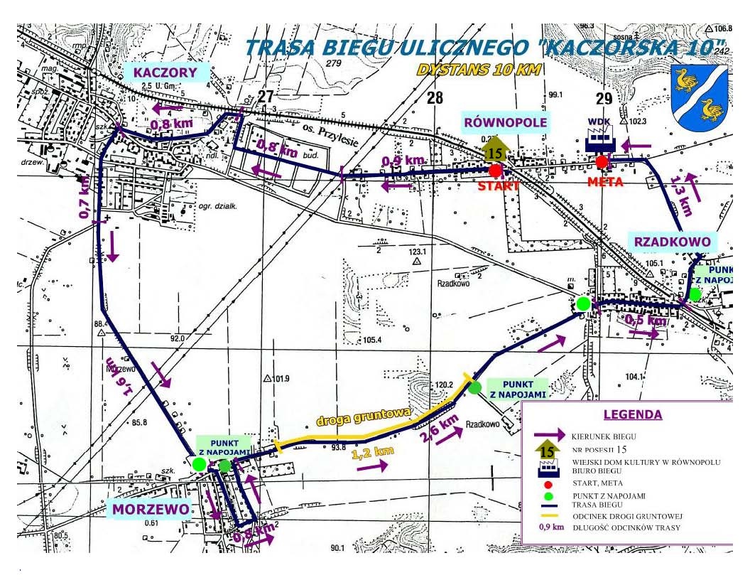 mapka - trasa biegu ulicznego "Kaczorska10"