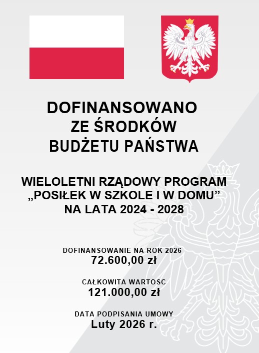 Plakat posiłek w szkole i w domu