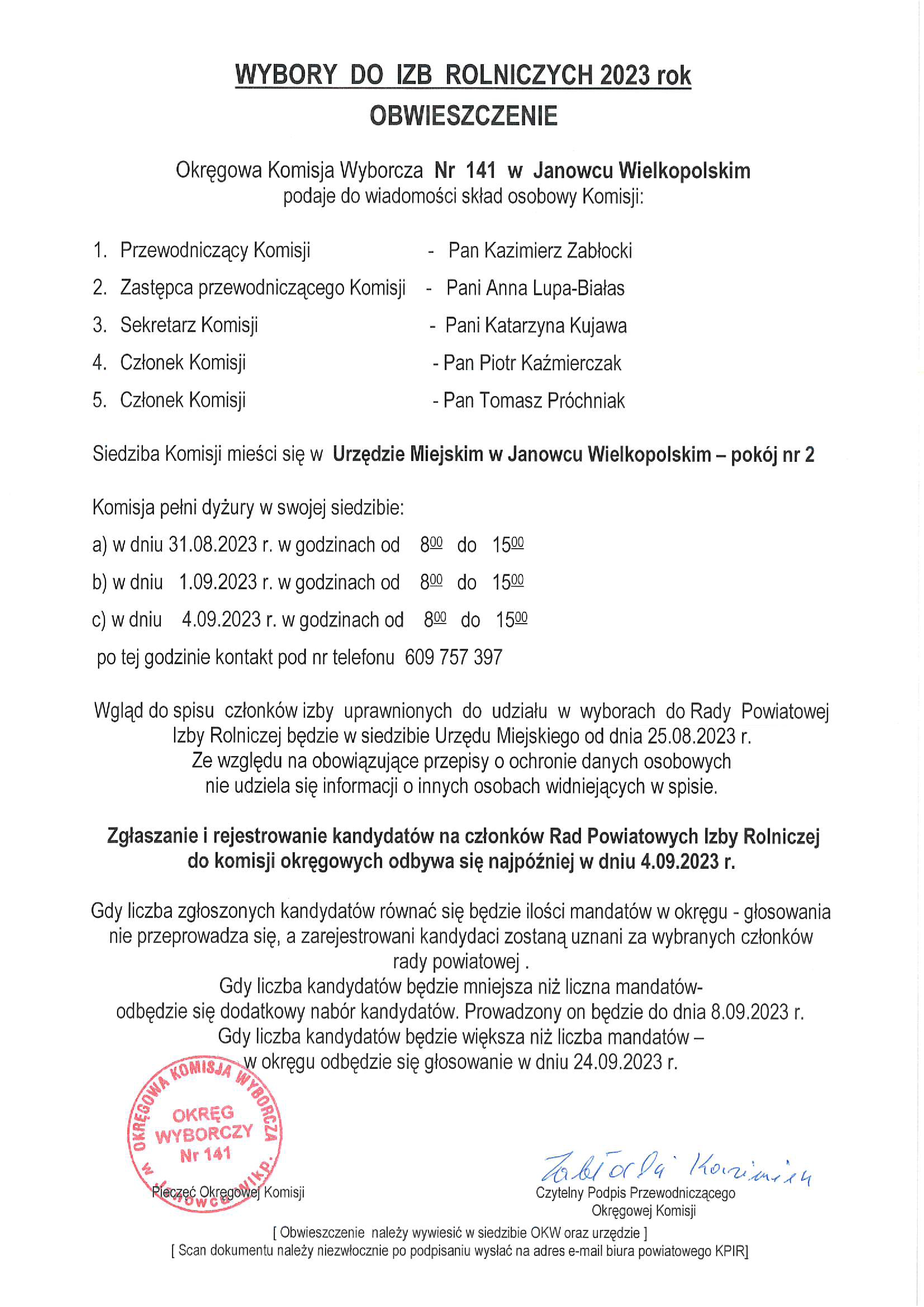 WYBORY DO IZB ROLNICZYCH 2023 rok