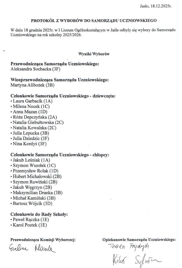 Wybory do Samorządu Uczniowskiego - 19 grudnia 2025