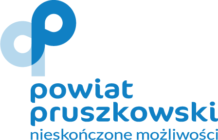 Logo Powiat Pruszkowski nieskończone możliwości niebieskie