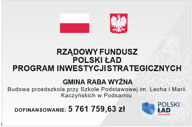 Budowa przedszkola przy Szkole Podstawowej im. Lecha i Marii Kaczyńskich w Podsarniu