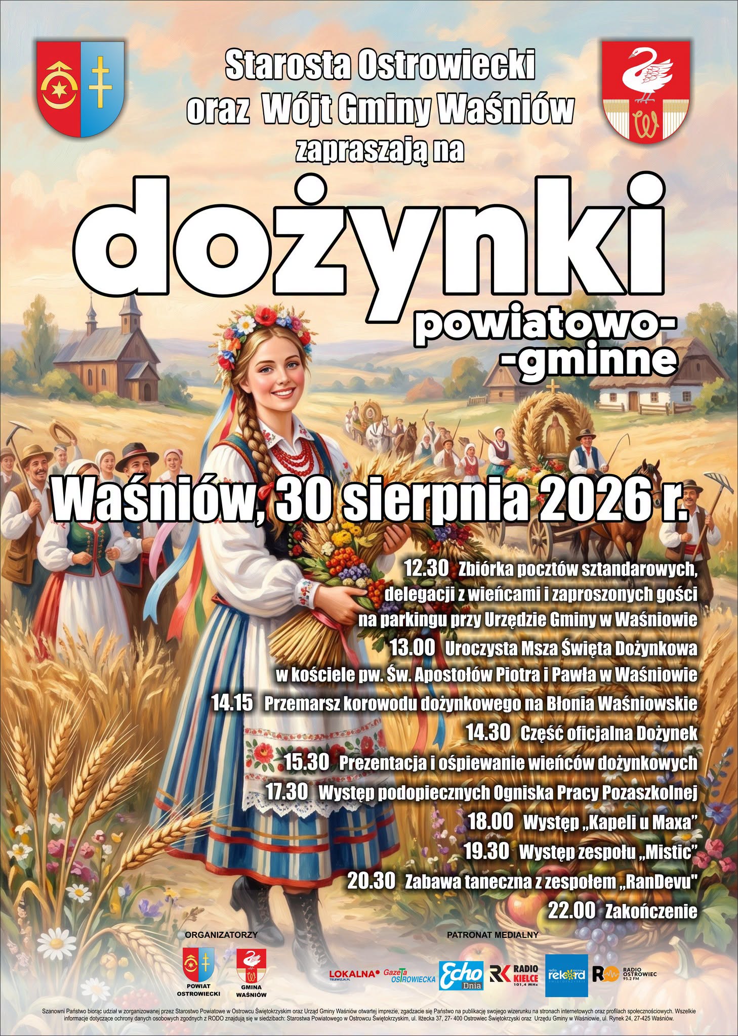Dożynki Powiatowo-Gminne w Waśniowie 30 sierpnia