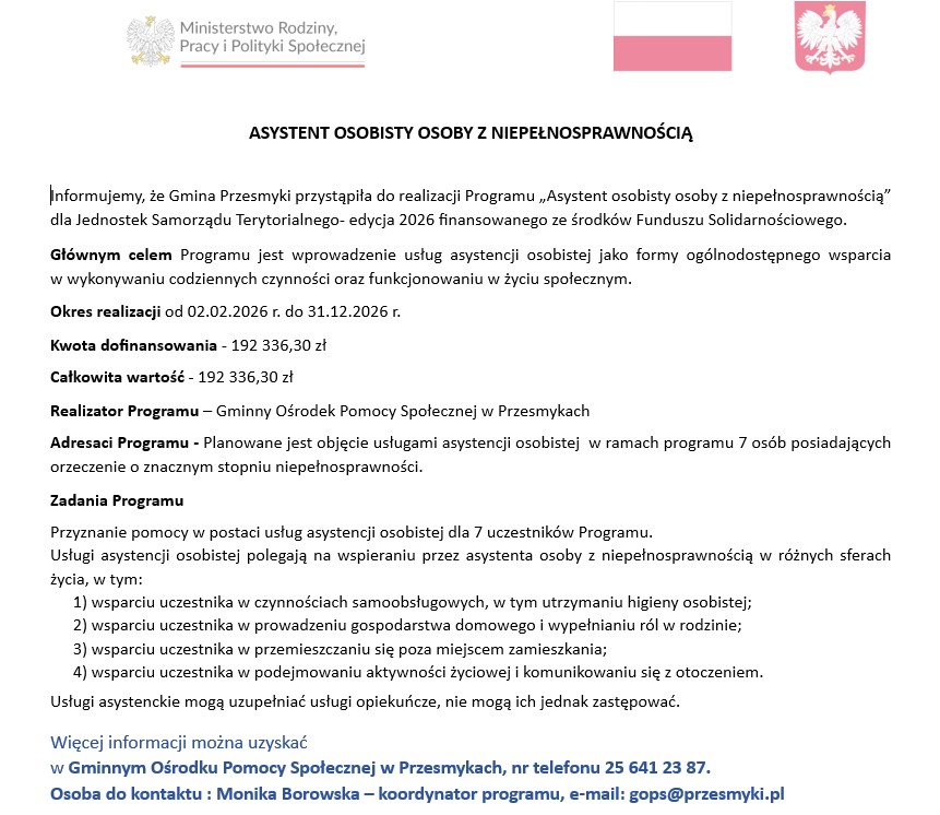 Asystent osoby z niepełnosprawnością - plakat