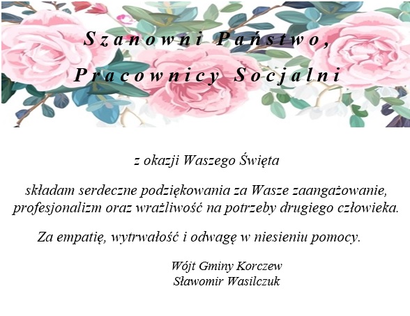podziękowania dla pracowników socjalnych