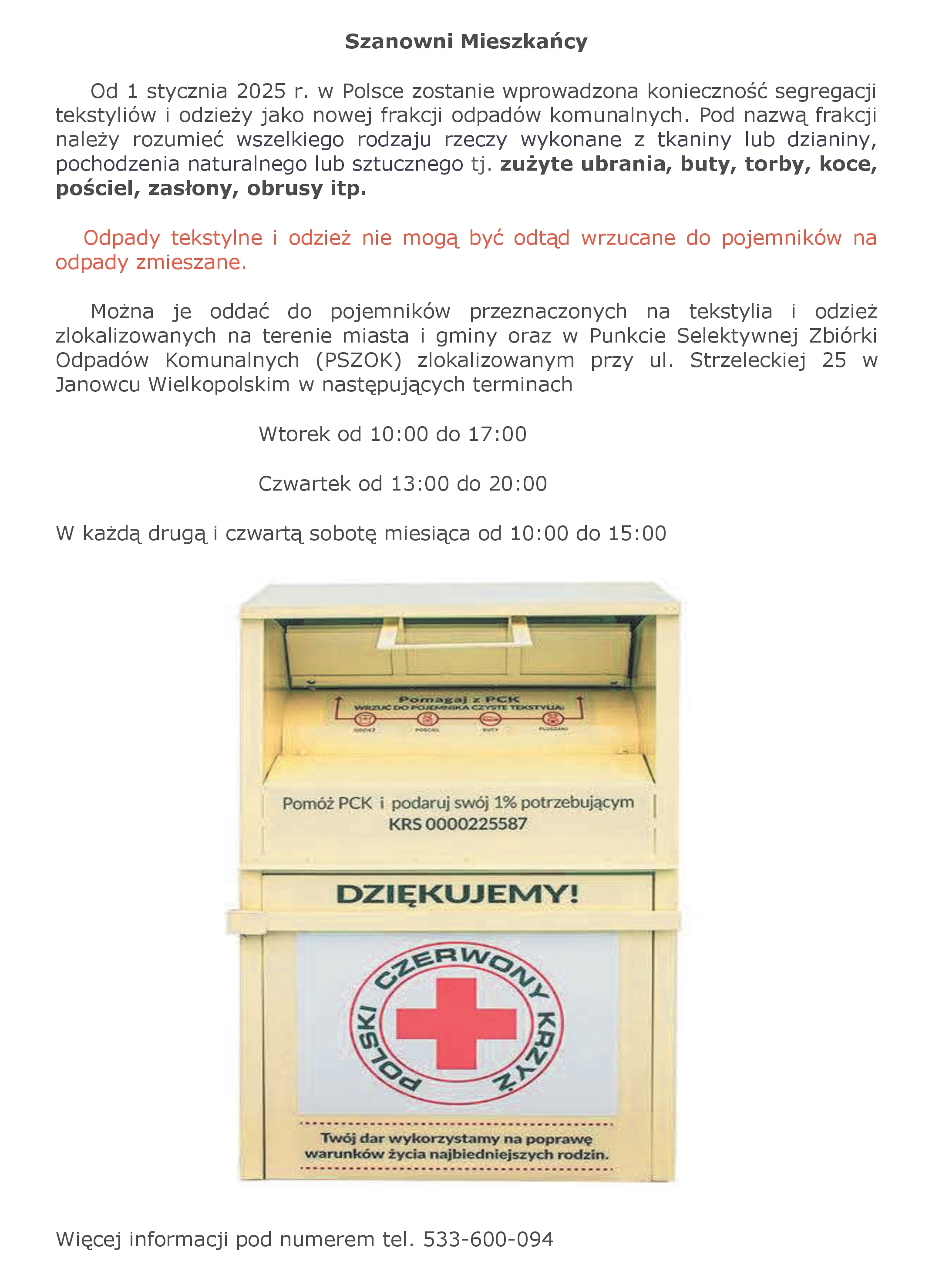 segregacja tekstyliów i odzieży