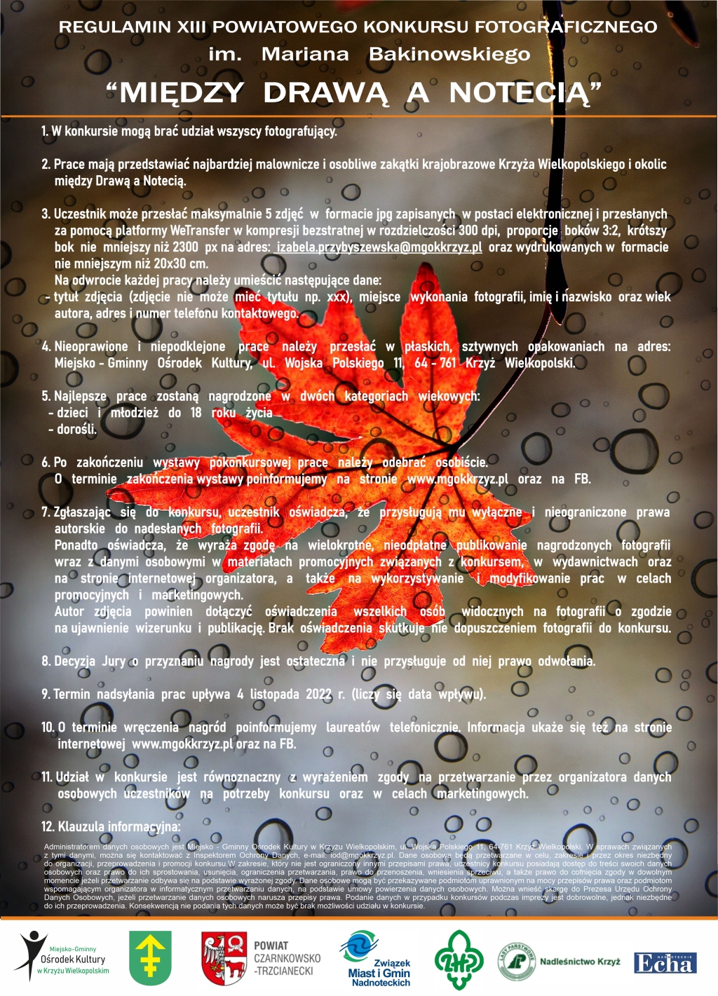 Między Drawą a Notecią - regulamin