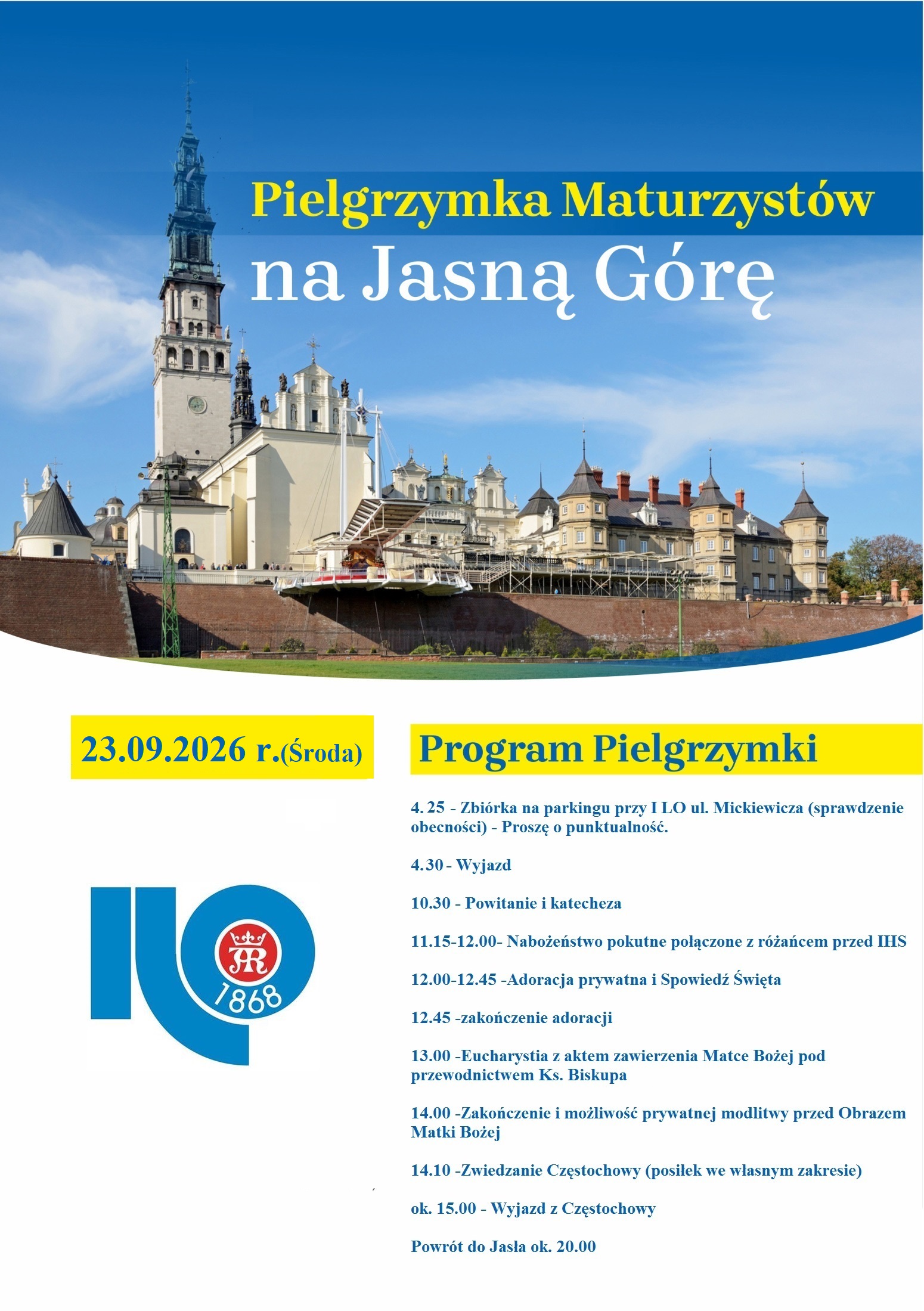 Pielgrzymka maturzystów - plakat
