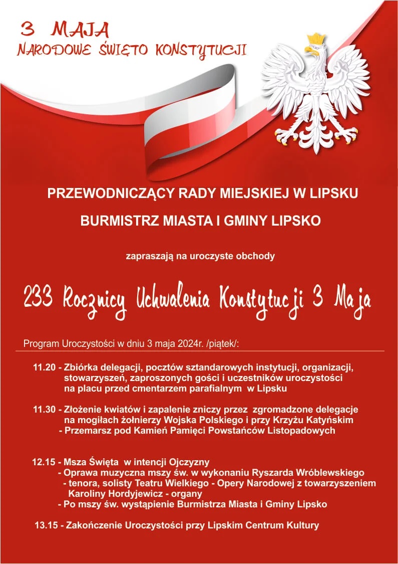 Program obchodów 3 maja Lipsko 