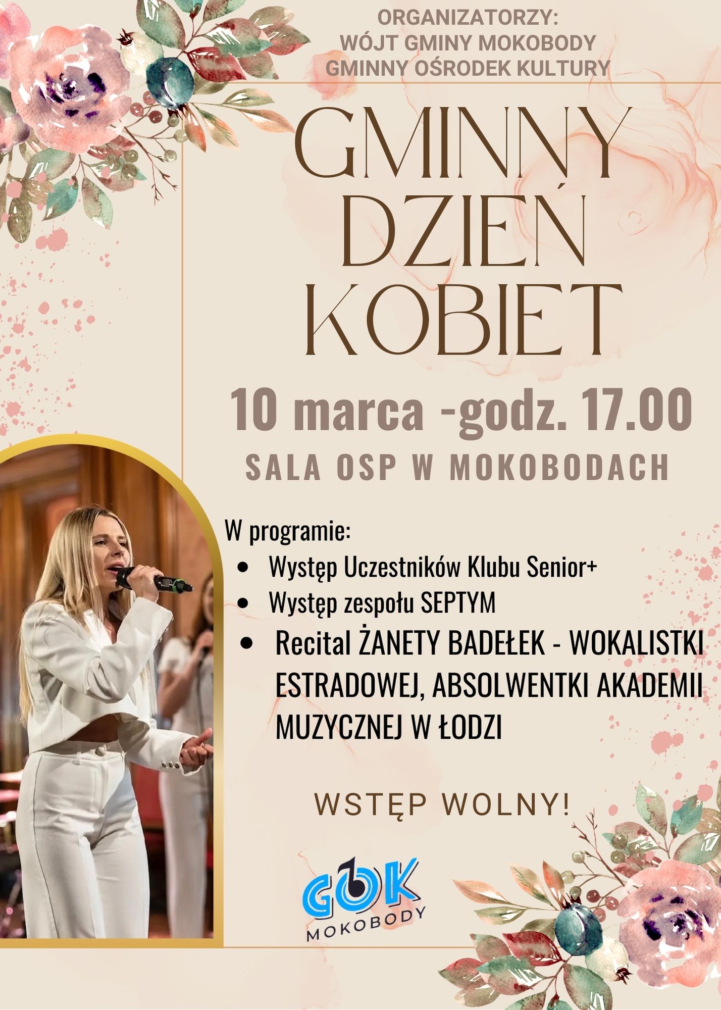 Zaproszenie na Dzień Kobiet 10.03.2024r. godz.17.00 w sali OSP Mokobody
