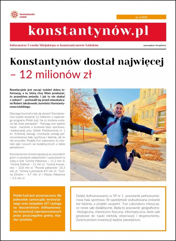 Pierwsza strona Informatora Konstantynów.pl. Wydanie nr 5 z 2021