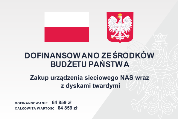 Zakup urządzenia sieciowego NAS wraz z dyskami twardymi - tablica informacyjna