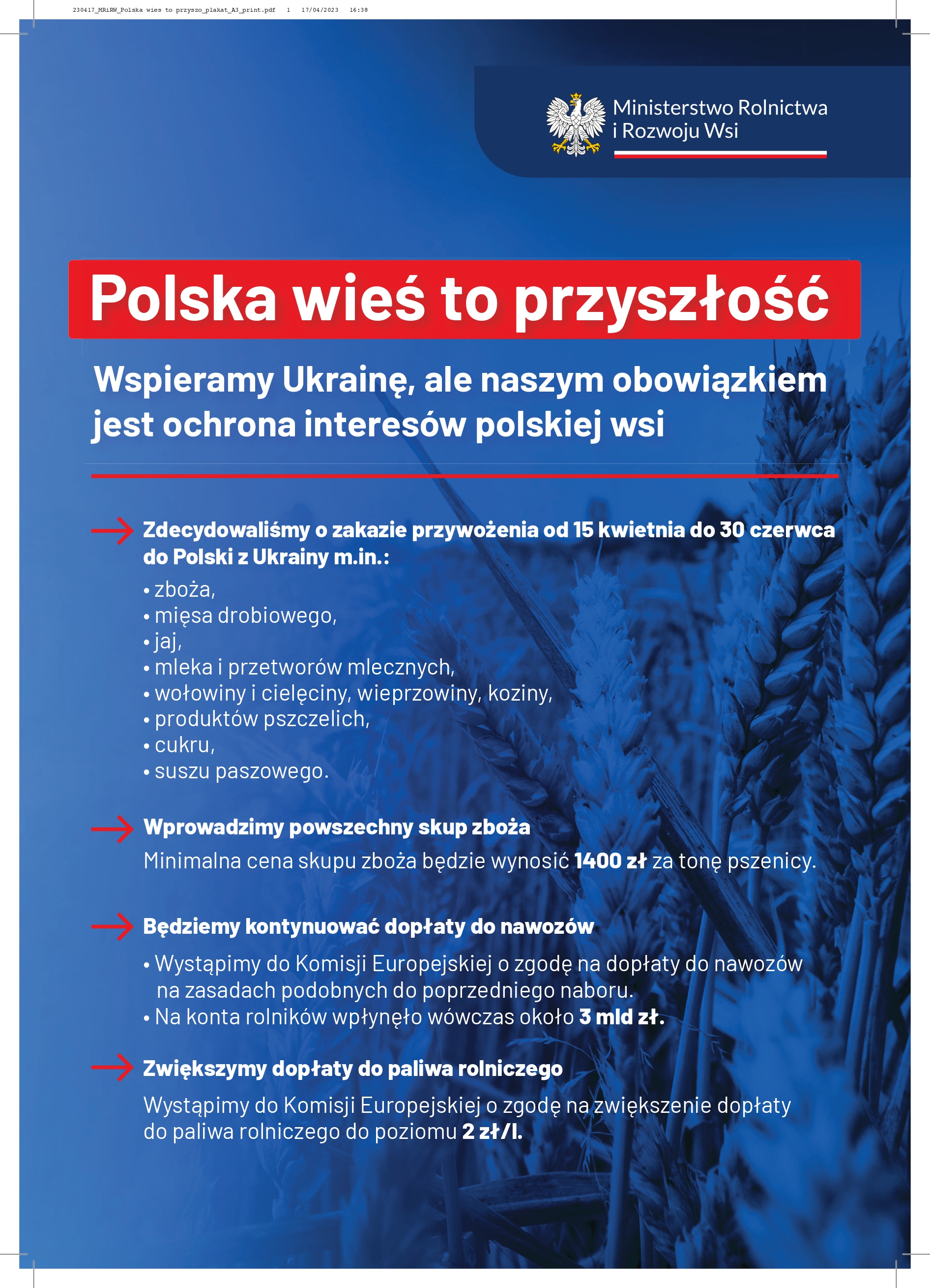 Plakat MRiRW Polska wieś to przyszłość