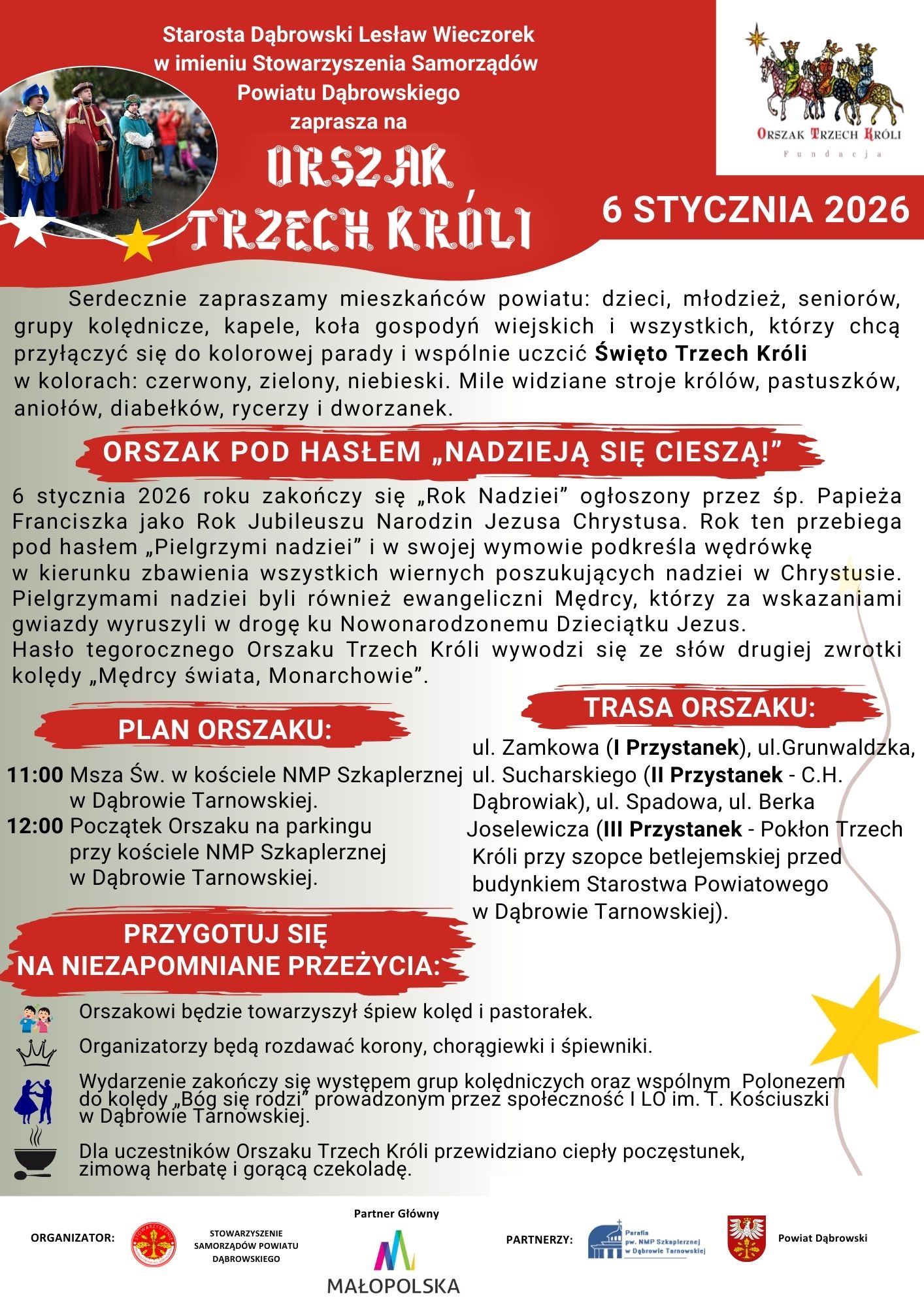 Plakat informujący o Orszaku Trzech Króli