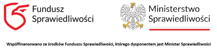Logo Funduszu Sprawiedliwości, Logo Ministerstwa Sprawiedliwości