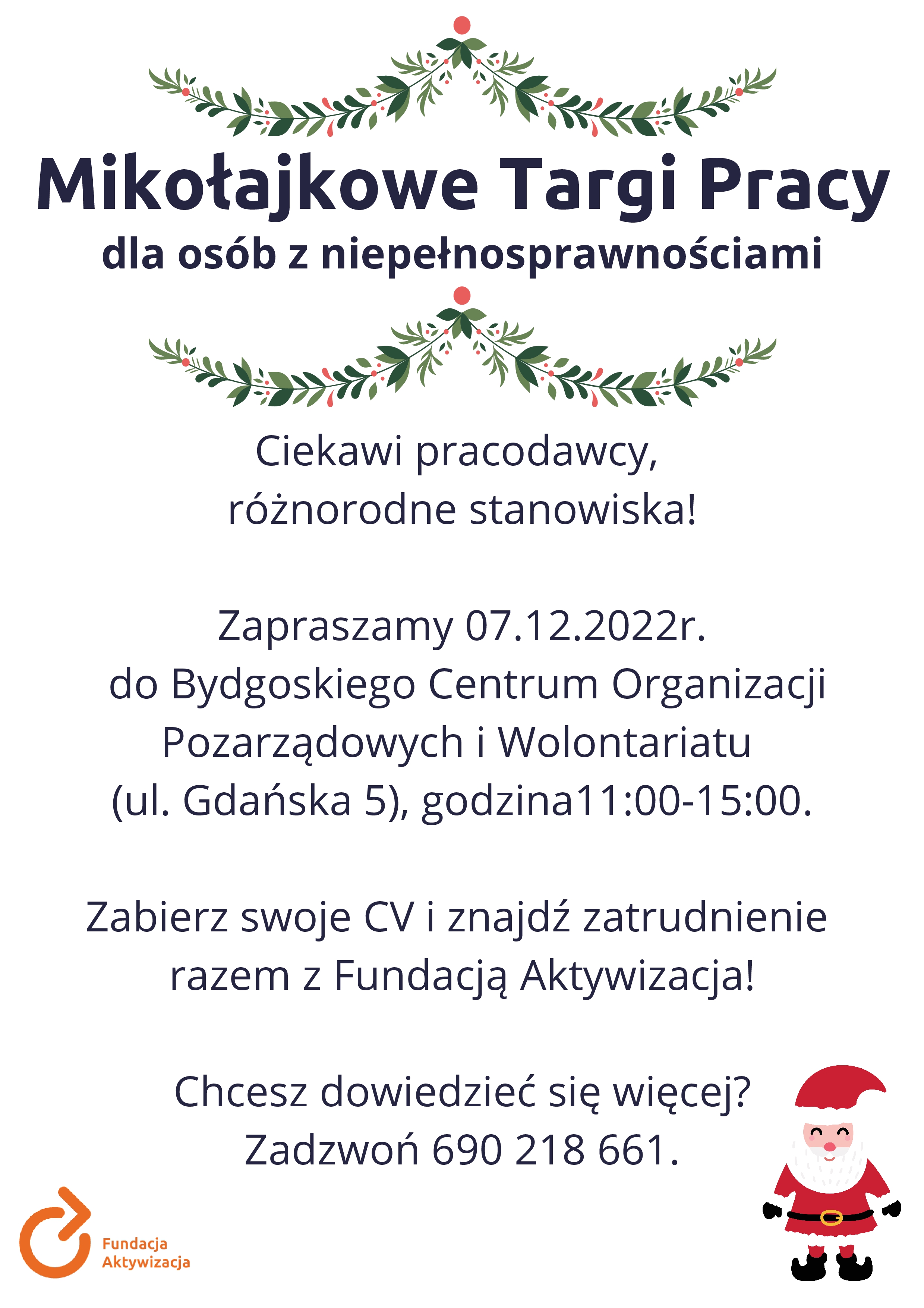 Mikołajkowe Targi Pracy dla osób z niepełnosprawnościami