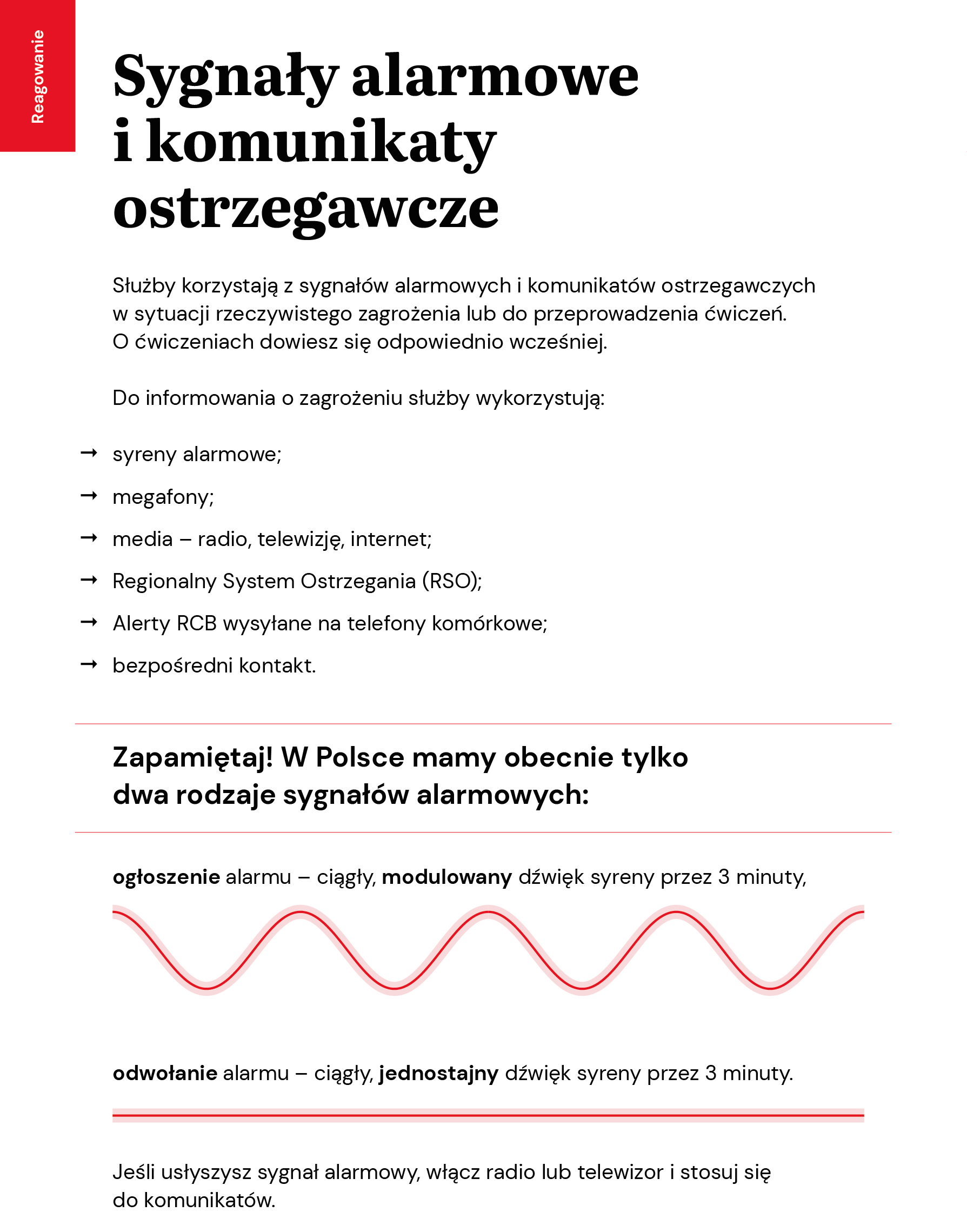 Sygnały alarmowe i komunikaty ostrzegawcze