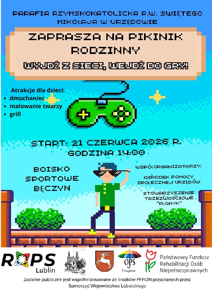 plakat promujący zadanie „Wyjdź z sieci, wejdź do gry!”