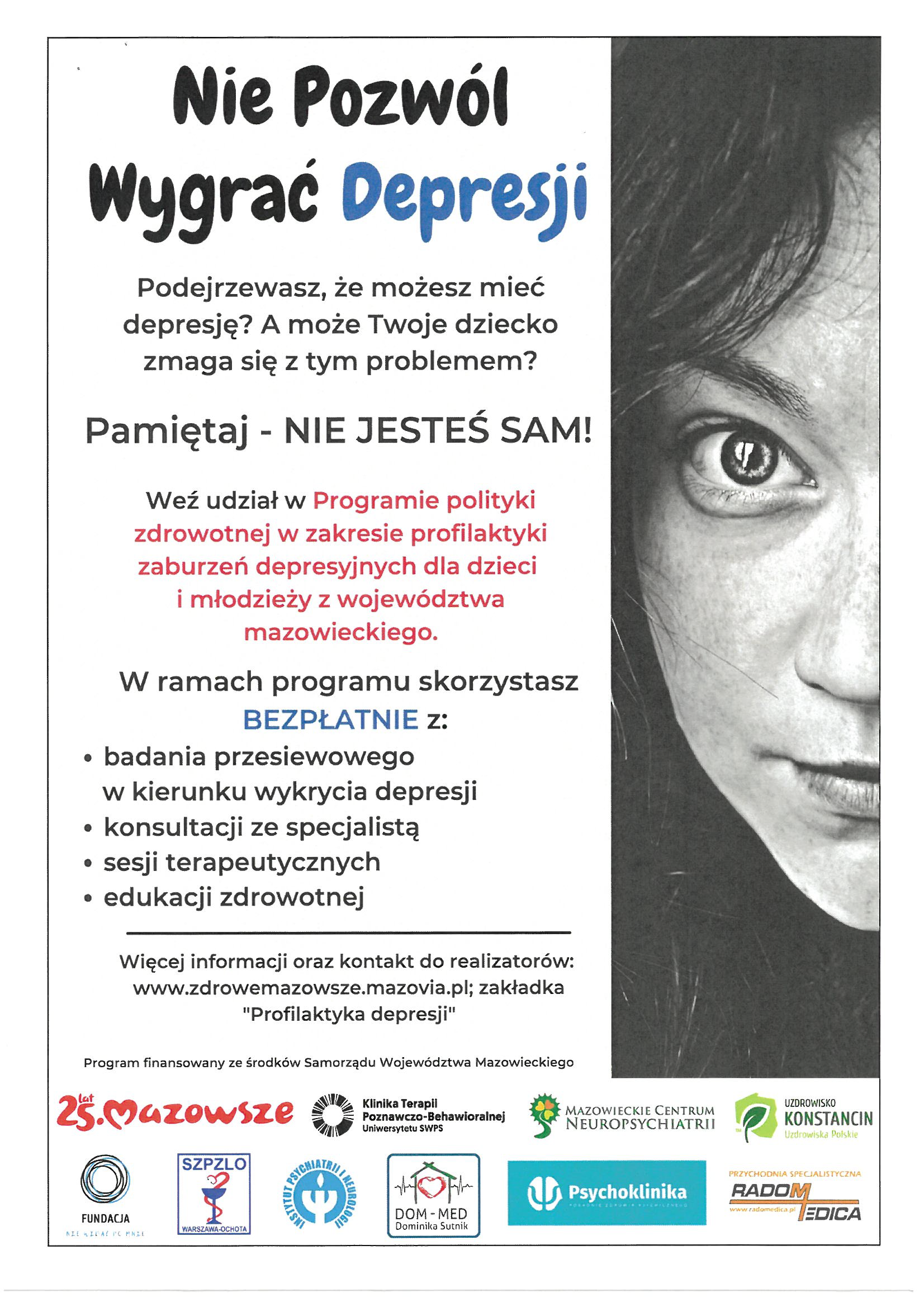 plakat "Nie pozwól wygrać depresji"