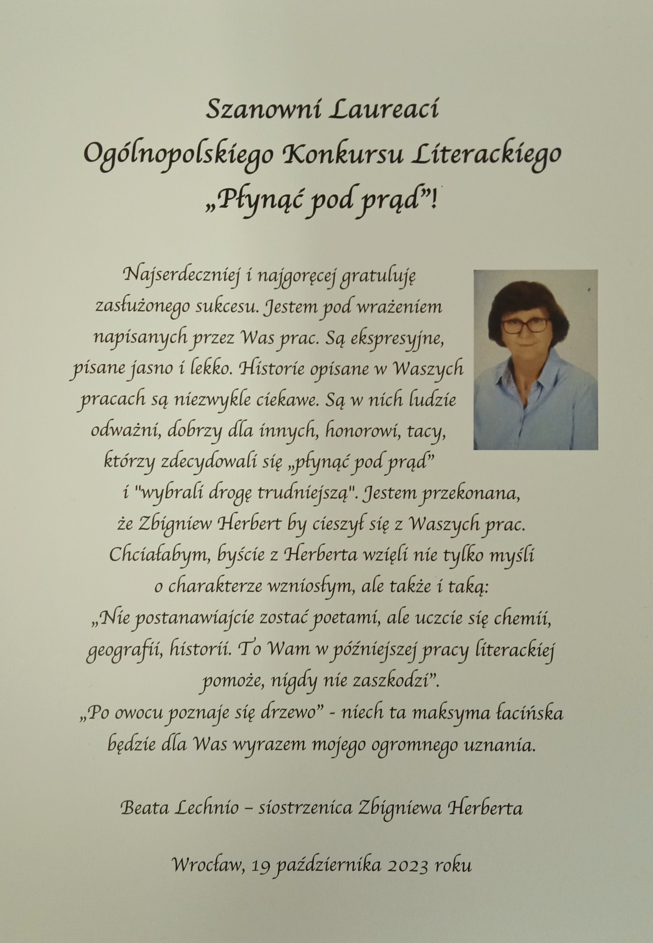 List gratulacyjny