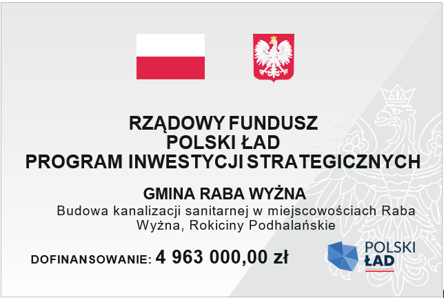 Budowa kanalizacji sanitarnej w miejscowościach Raba Wyżna, Rokiciny Podhalańskie