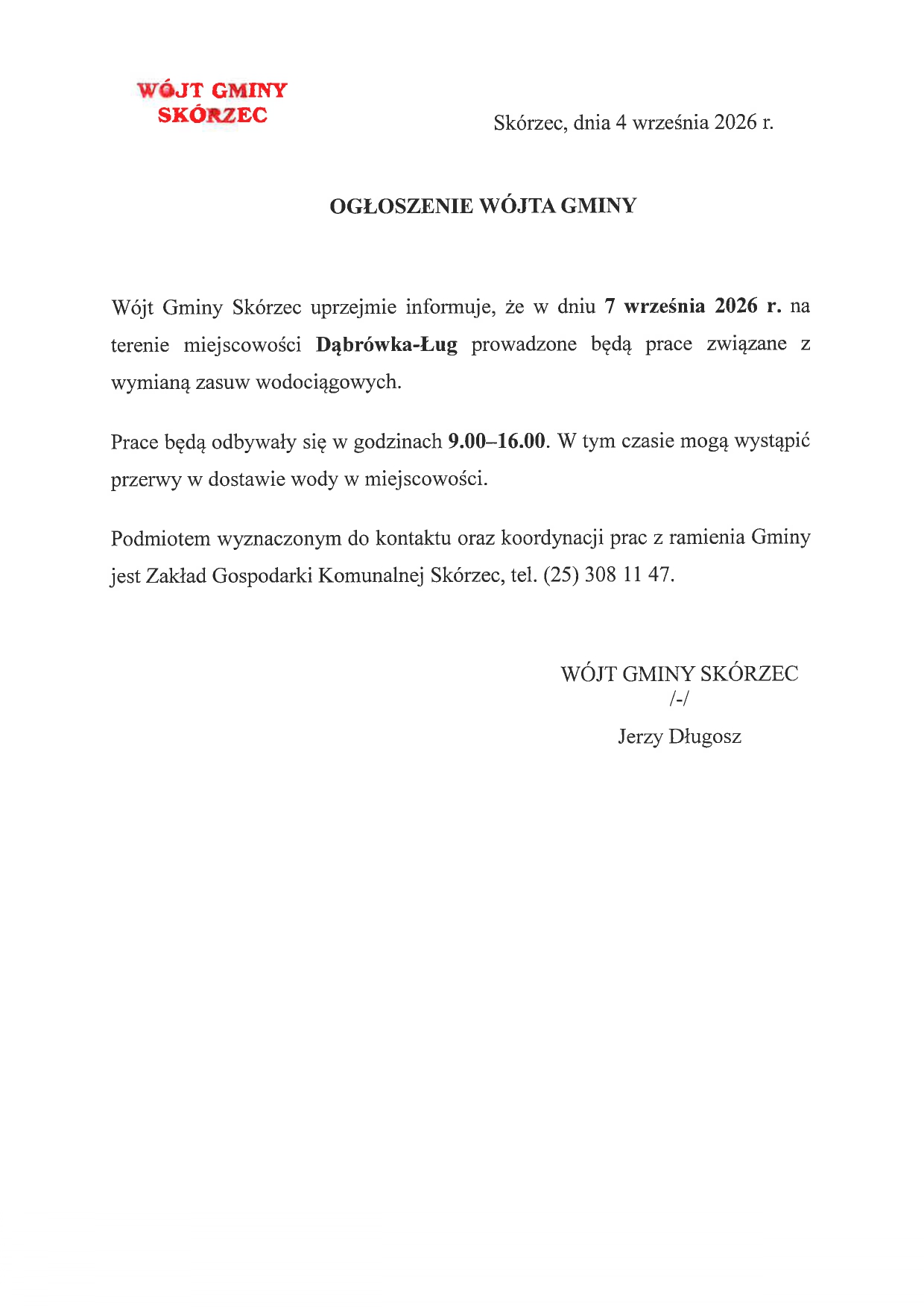 Wymiana zasuw Dąbrówka-Ług 7