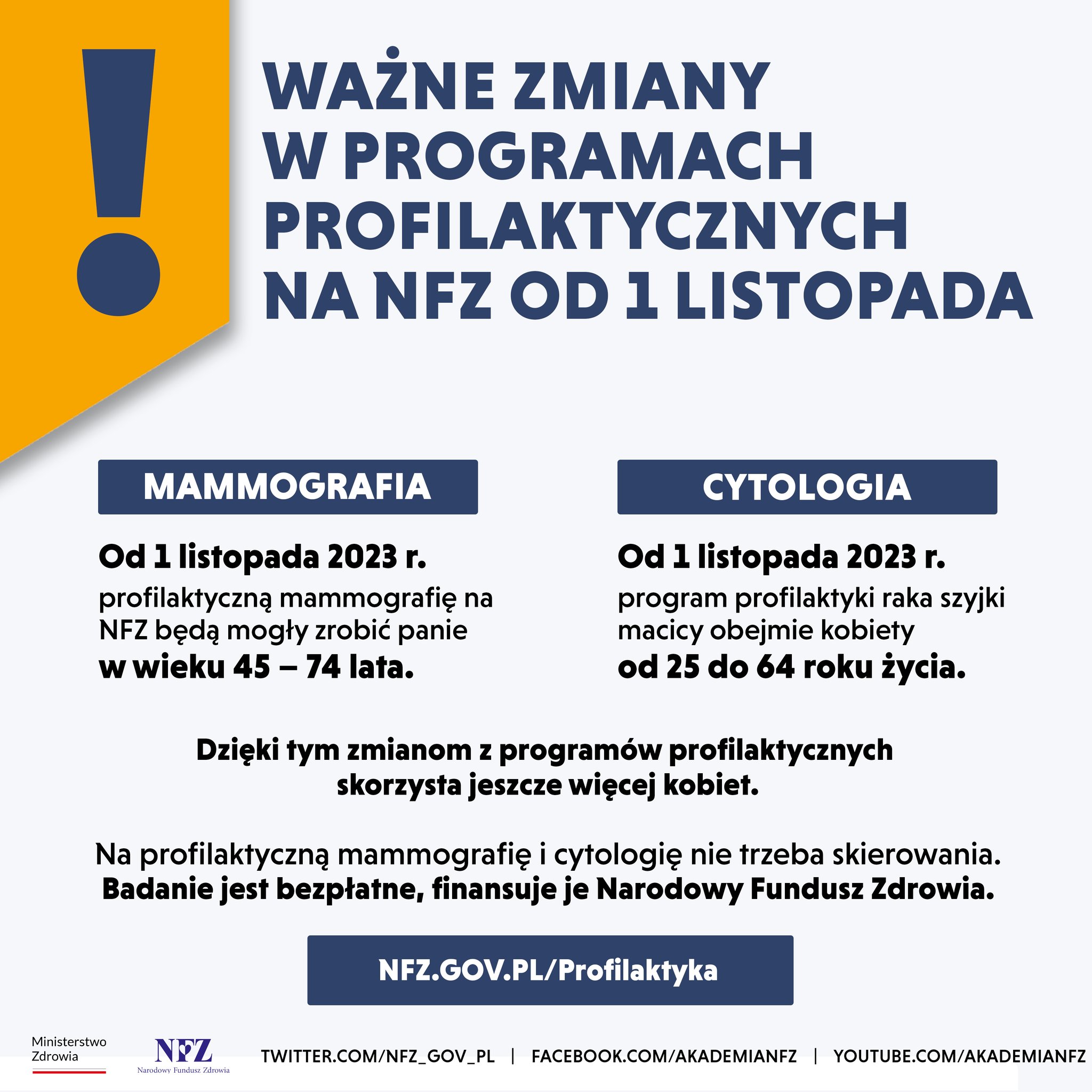 Ważne zmiany w programach profilaktycznych na NFZ