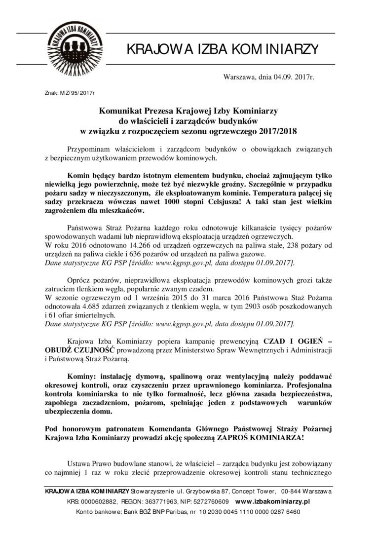 plakat krajowa izba kominiarzy