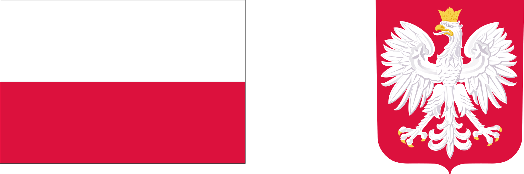 Od lewej: flaga oraz godło Polski
