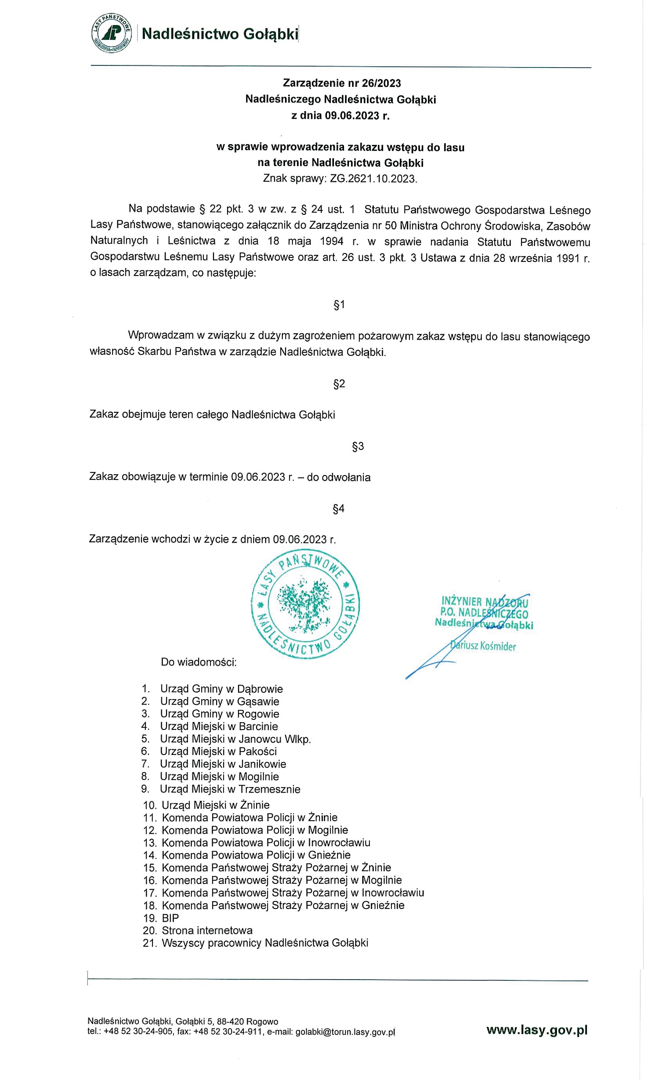 Wprowadzenie zakazu wstępu do lasu