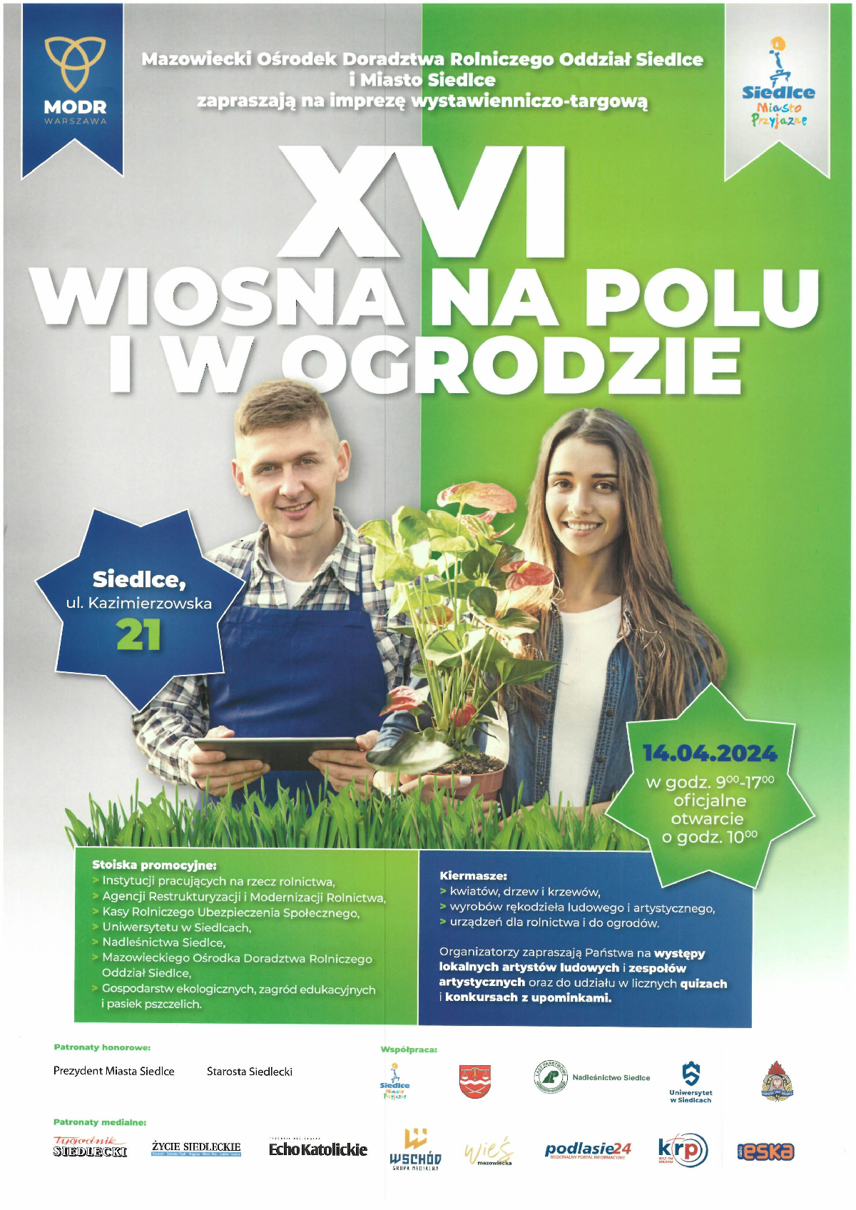 plakat informujący o XVI wiośnie w polu i w ogrodzie 14.04.2024