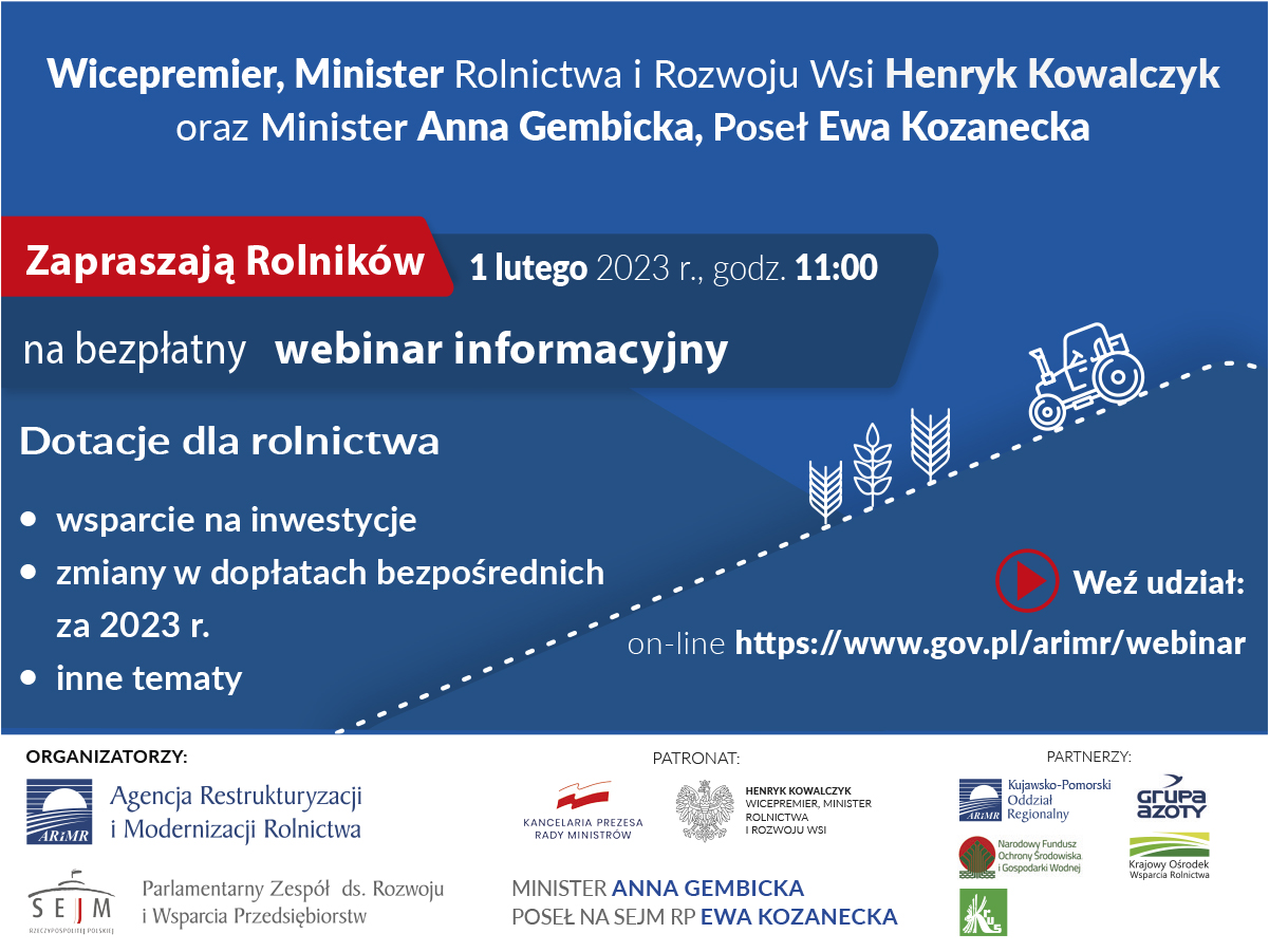 Webinar dotyczący pomocy dla rolników