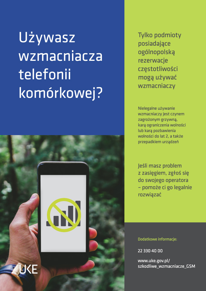 Plakat dotyczący wzmacniacza telefonii komórkowej