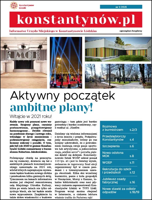 Pierwsza strona Informatora Konstantynów.pl. Wydanie nr 1 z 2021
