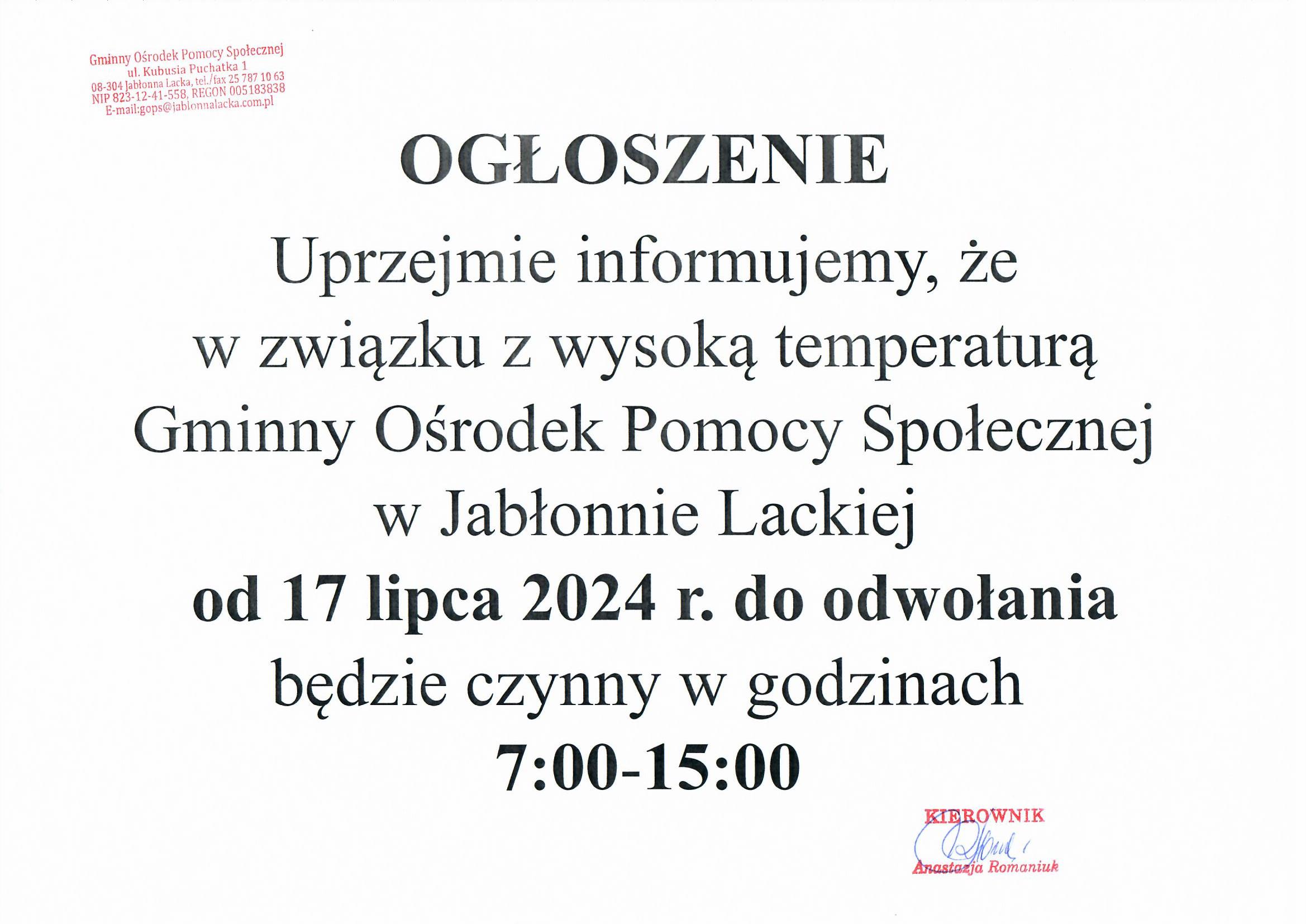 Ogłoszenie