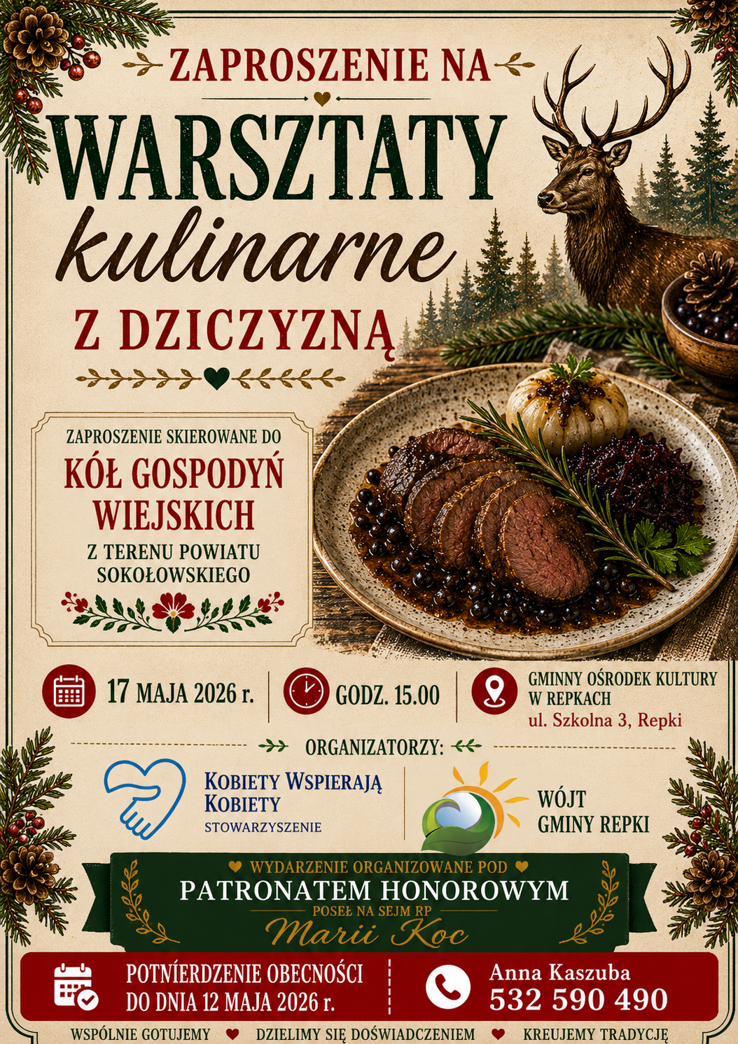  Serdecznie zapraszamy na warsztaty kulinarne z dziczyzną! 