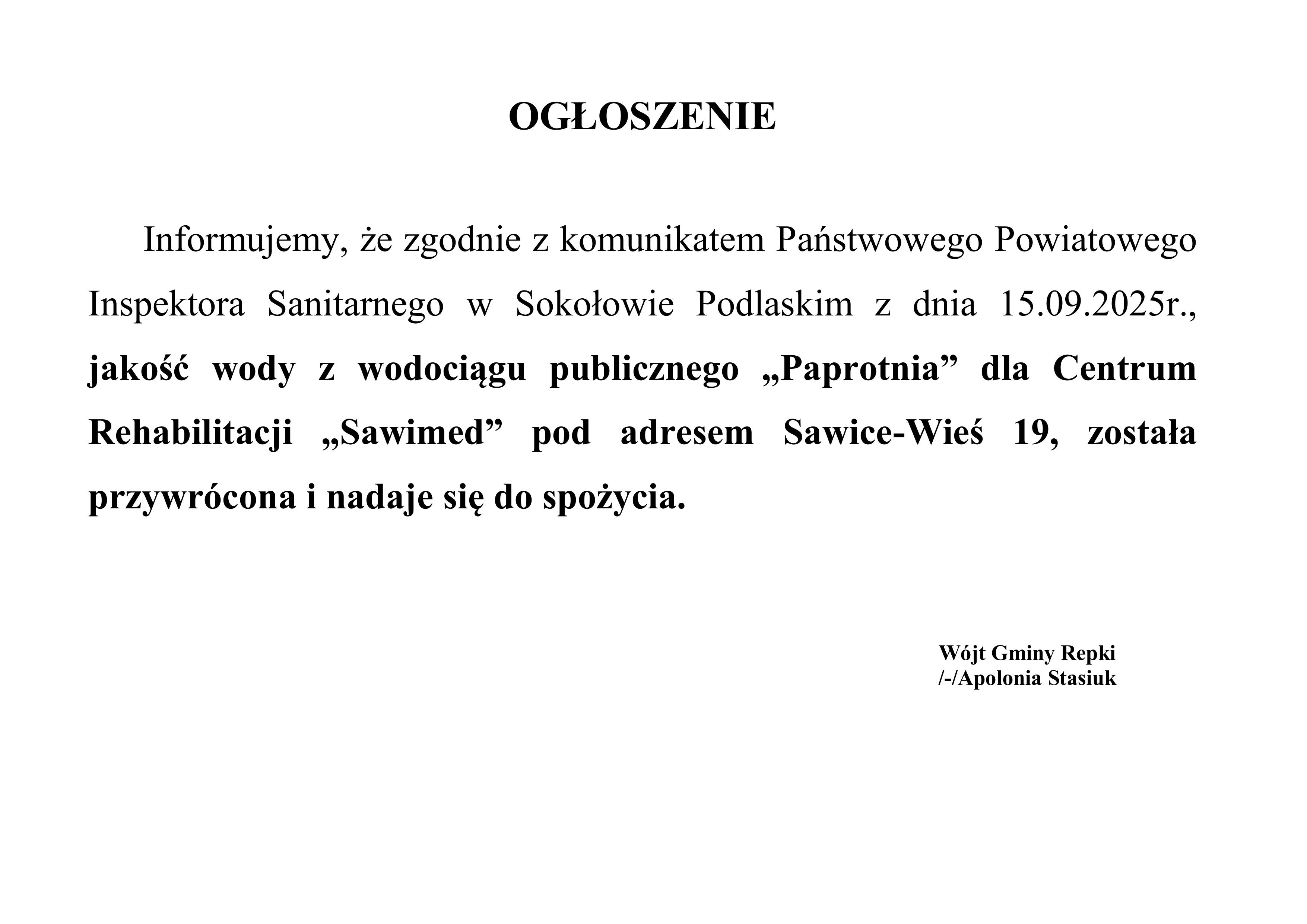 ogłoszenie