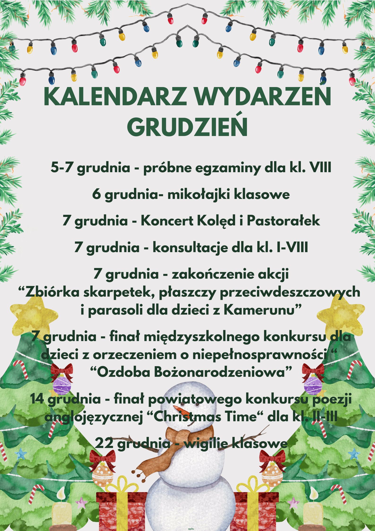Kalendarz wydarzeń - grudzień