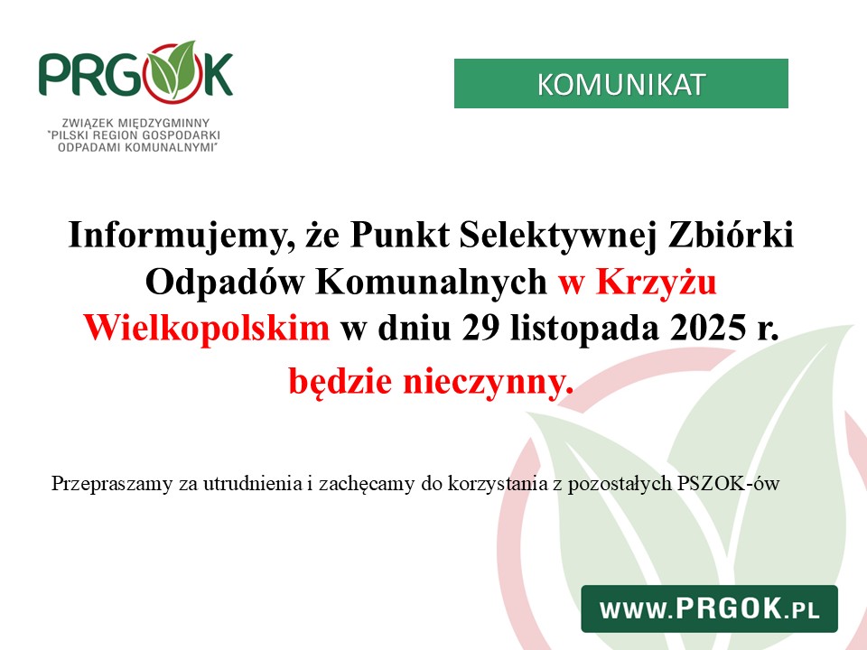 PSZOK nieczynny 29.11.2025