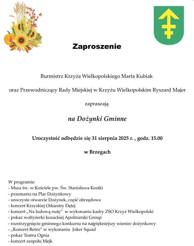 Dożynki zaproszenie